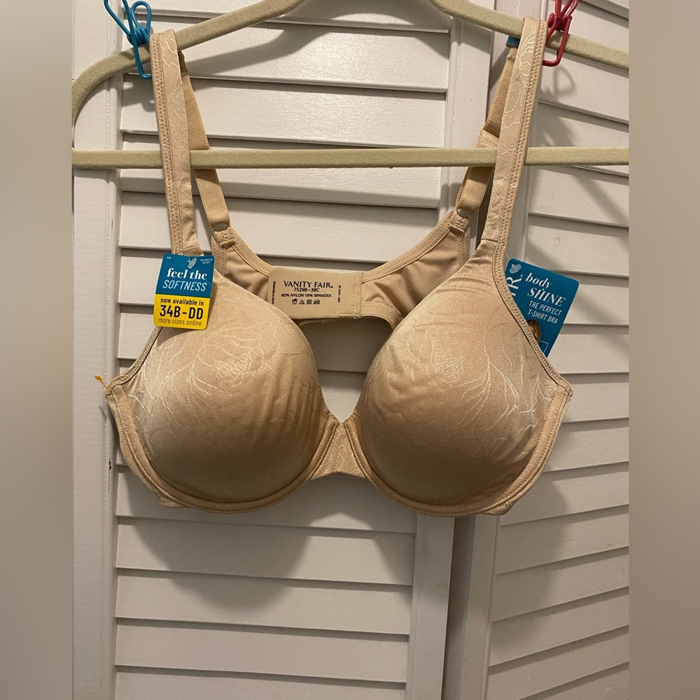VANITY FAIR Women's “Underwire T-shirt Bra” Size 38C Tan Flex Cups Soft NWT